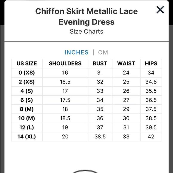 LA FEMME Chiffon Skirt Metallic Lace Evening Dress NWOT - Picture 7 of 8